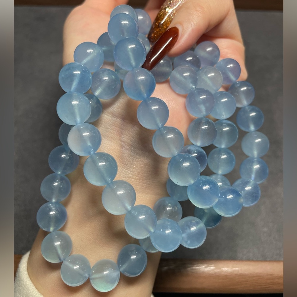 💯 Genuine Aquamarine Beaded Bracelet